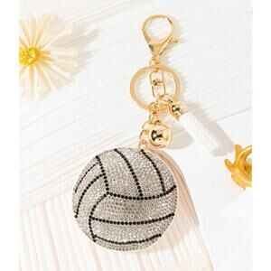 Volleyball Crystal Keyring with tassel
